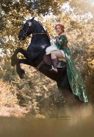 Auteur model Adia - Triss Merigold cosplay 
Horse: Twan from Cosplay_Dressage_Horses  Photographer: G.martin Fotografie